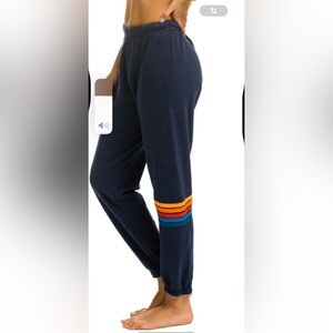Navy Joggers with Rainbow Stripe girl